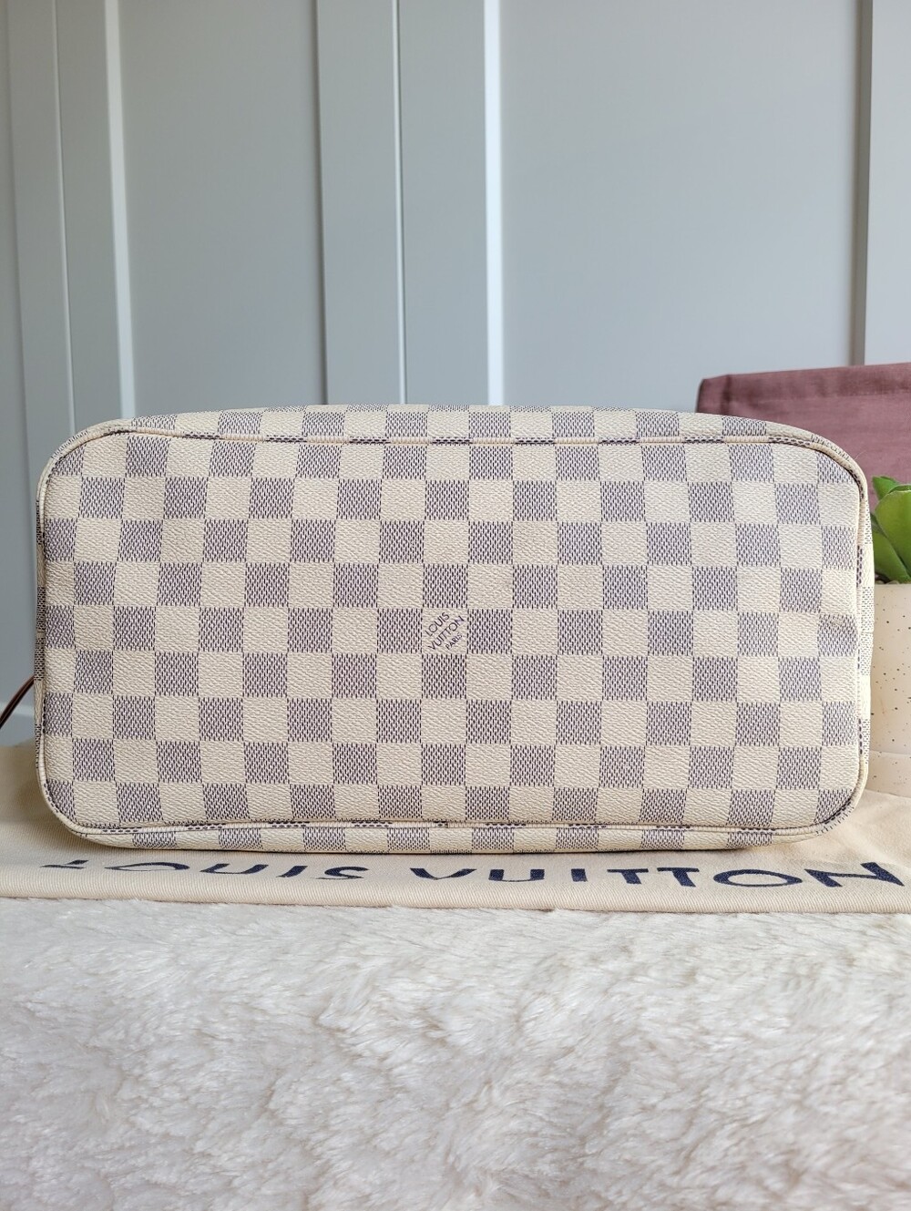 💕BEAUTIFUL Louis Vuitton Tote Bag Neverfull MM Damier AZUR - Microchipped - Picture 17 of 17